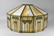 Antique Handel Arts & Crafts Slag Glass Panel Table Lamp Shade Signed picture