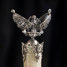 Easter Egg with Guardian Angel Figurine Orthodox 925 Silver Marble Onyx  picture