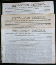 3 1837 NEWSPAPER, NEW - YORK MIRROR, WEEKLY JOURNAL, LITERATURE FINE ARTS, MUSIC picture