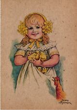 Jenny Nyström, Artist Signed, Easter, Girl with Chicks, Vintage Postcard picture