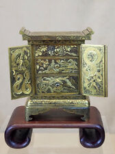 Important Late Meiji Miniature Komai Style 3-Drawer Cabinet Gilt-Brass Damascene picture