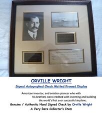 ORVILLE WRIGHT BROTHERS  SIGNED CANCELLED BANK CHEQUE  FRAMED DISPLAY  RARE ITEM picture