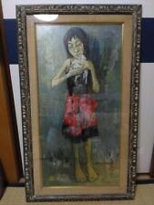 Oil Painting Jean Jansem Girl Holding A Little Bird Size 10 picture