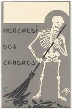 1900's Ash Wednesday Skeleton Cleans up after Mardi Gras, Christian, Macabre picture