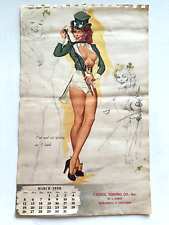March 1950 Pinup Girl Calendar Page by Elliott- St Patricks Day Redhead Irish picture