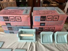 Complete Mid-Century Modern Aquamarine Bathroom Tile System, NOS picture