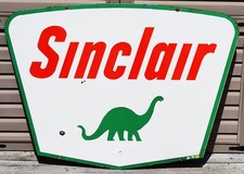 Large Sinclair Gas Double Sided Porcelain Sign Dino Logo picture
