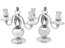 Antique Danish Sterling Silver Two Light Candelabra by Georg Jensen picture