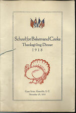 Original School Bakers Cooks Thanksgiving Dinner 1918 PROGRAM ROSTER Camp Sevier picture