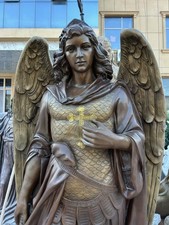 BEAUTIFUL BRONZE ST. MICHAEL THE ARCHANGEL STATUE, 72