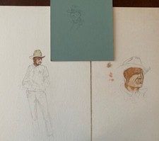 Lot of 3 Curtis Wingate Original Unfinished Sketch/ Watercolor on Board - Cowboy picture