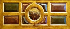 FRAGMENTS OF RETABLE. REUSED AS BED HEADS. WOOD CARVED PAINTED. SPAIN. XVI-XVII picture