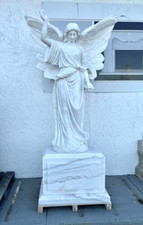 Nice Large Carved Marble Statue of a Standing Angel, 96
