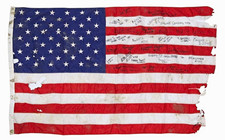 9/11 WTC Flag Signed by First Responders and NYC Mayor picture