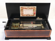 Swiss Inlaid Rosewood Eight-Tune Cylinder Music Box, Late 19th Century picture