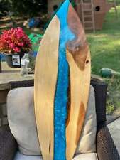 Surfboard Wall Decor Handmade with Epoxy and Hickory Smoked Wood 48 IN picture