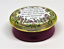 HALCYON DAYS ENAMEL BOX - GRANDMOTHER POEM & PINK ROSES - FLOWERS - MOTHER'S DAY picture