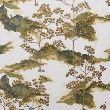 EXQUISITE ASIAN LANDSCAPE MOTIFWOVEN EMBROIDRED  UPHLOSTERY FABRIC 7YARDS GREEN picture