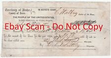 RARE Document Signed Murdered Sheriff Sumner Pinkham 1864 Boise Idaho Territory  picture