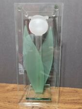 Stunning * Glass Cased Tulip Flower Bud Vase Green & Clear Beautiful picture