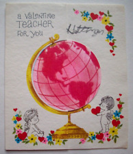 The world To Teacher vintage Valentine's Day greeting card *DD12 picture