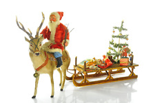 Amazing German Santa Claus/ Belsnickel Reindeer Candy Container and Sleigh 1900 picture