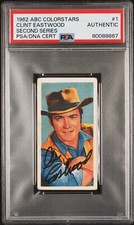 Clint Eastwood 1962 ABC Colorstars #1 Rawhide Rookie RC Autograph PSA Authentic picture