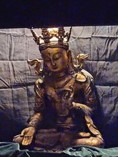 Antique 3 Foot Tall Bronze Buddha Stunning Heavy picture