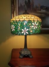 Art Nouveau,Arts & Crafts Wilkinson Leaded Slag Stained Glass Bronze Lamp  picture