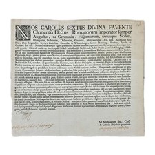 1737 Emperor Charles VI Signed Imperial Russia Ottoman War Royalty Proclamation picture