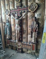 Large Carved Wood Crucifix Group, 11'-5