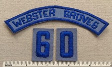 Vintage 1940s WEBSTER GROVES Boy Air Scout Blue on Blue PATCH & 60 NUMBERS BBS picture