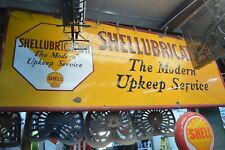 RARE 1938 SHELL OIL SHELLUBRICATION LARGE PORCELAIN ADVERTISING GAS STATION SIGN picture