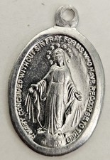 Our Lady Grace Medal Vintage Silver Tone Catholic Miraculous 1909 picture