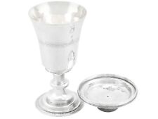 Elizabethan Sterling Silver Communion Chalice and Paten 214g Height 16.1cm picture