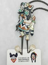 Native American Rare Vintage Zuni Leo Poblano Snake Dancer Kachina Bolo Tie picture