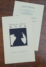 SCARCE THELONIOUS SPHERE MONK FUNERAL PROGRAM OBITUARY 1982 ORIGINAL VINTAGE picture