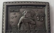 Vintage 1970s Pewter LE Belt Buckle $3 Migratory Bird Hunting Stamp W Retriever picture