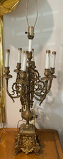 Antique Brass Waldorf table lamp pair. Original wiring. One of a kind. picture
