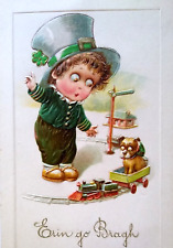 St Patrick's Day Postcard John Winsch Big Eyed Child Dog Series Erin Go Bragh picture