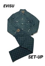 Evisu Men Vhtf Evis All-Over Printed Denim Suit Set-Up Jacket Pants JPN Limited picture