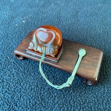Japanese art Miniature wooden fish & Jade paddle, Antique Chess Piece picture