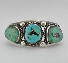 Old Ambrose Lincoln Navajo Sterling Silver Natural Turquoise Cuff Bracelet picture