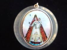4576B ORIGINAL ANTIQUE OUR LADY OF CHARITY OF COPPER, 14K GOLD, C. 1890 picture