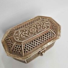 Vintage handmade silver Ethrog citron box for the Sukkot feast of Tabernacles   picture