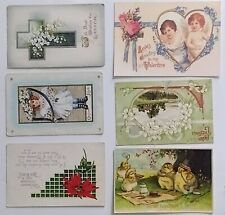 Vintage holiday 6 postcard lot Valentine's Easter & Season's Greeting picture