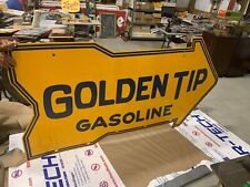 RARE Vintage Stoll Golden Tip Gasoline DSP Arrow SIGN GAS OIL  80