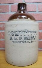 Antique E L KERNS TRENTON NJ ROSEWOOD RYE Stoneware Whiskey Liquor Ad Jug picture
