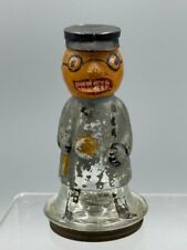 c 1920 Halloween PUMPKIN HEAD Jr POLICEMAN Glass CANDY CONTAINER Antique JOL 593 picture