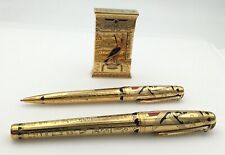 Rare S.T. Dupont Pharaoh 2004 Limited Edition Gold Fountain Pen Lighter & Pencil picture